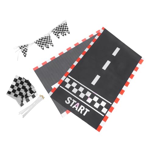Fanion de signal avec mât ABS Vaguelly drapeau à carreaux résistant pour fête