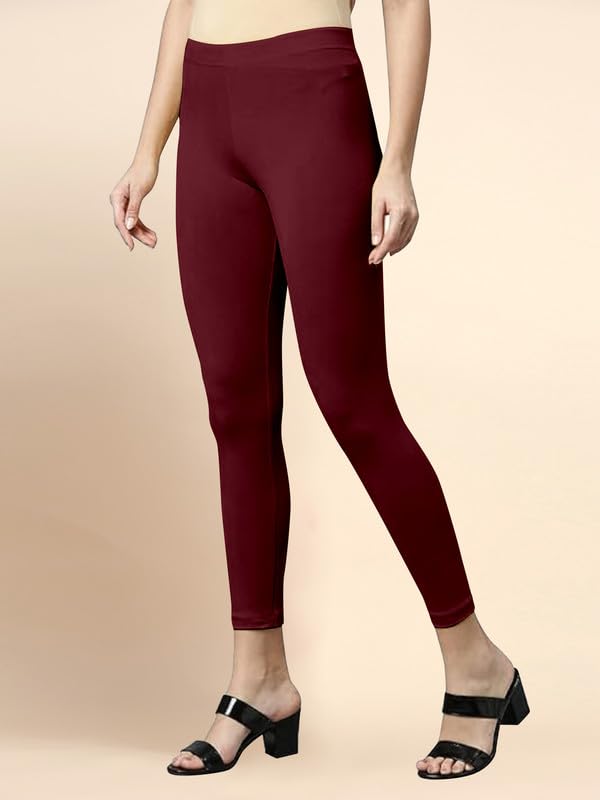 Image of TRENDMALLS Women's Microfiber Elastane Stretch Soft Cropped Leggings with Ultrasoft Waistband for Women