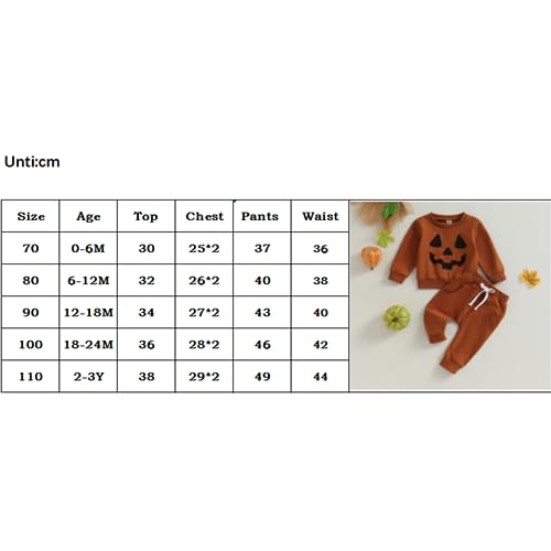 Liomengzi LHYUSAJKKRYLMDLHGCO9RUA3 Infant Baby Boy Halloween Pants Outfits Long Sleeve Shirts Pumpkin Sweatshirt Pants Infant Boys Fall Winter Clothes Set thumb #8