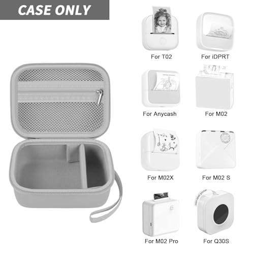 Image of Sticker Printer Case for IDPRT /for Anycash /for ETIKEZ PM290C / for Memoking T02 / for Phomemo M02 / T02 / Q30S Mini Photo Printer. Holder for Label Maker, Thermal Paper, USB Cable (Box Only)-Gray