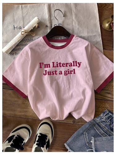 Image of SweatyRocks Girl's 3 Pack Cute Letter Graphic T Shirt Crewneck Short Sleeve Summer Casual Tee Shirt