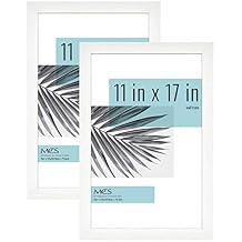 MCS Studio Gallery 11x17 Picture Frame White Woodgrain, Rectangle Photo Frame for Photos, Posters & Art Prints 2-Pack