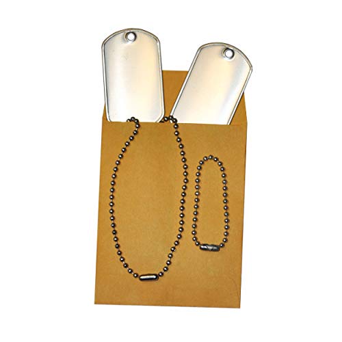 Ball Chain Blank Military Dog Tags Set | Stainless Steel Matte Finish | 2 x 1.125 inches Tags with Ball Chains | Rust and Corrosion Resistant