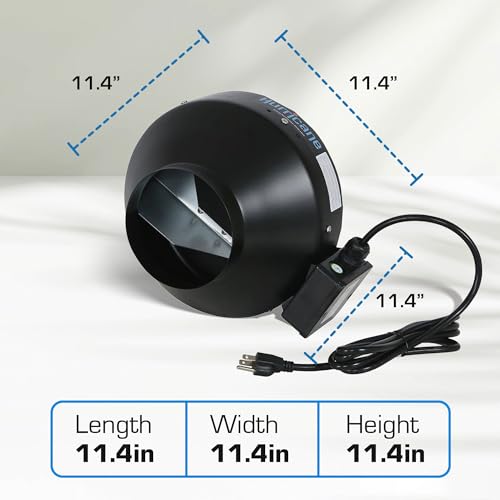 Ventilador Inline Comercial Hurricane de 6 pulgadas para filtros Phresh y Black Ops, ideal para ductos Ideal-Air y abrazaderas, y controles de ventilación Titan (paquete de 2) miniatura 3