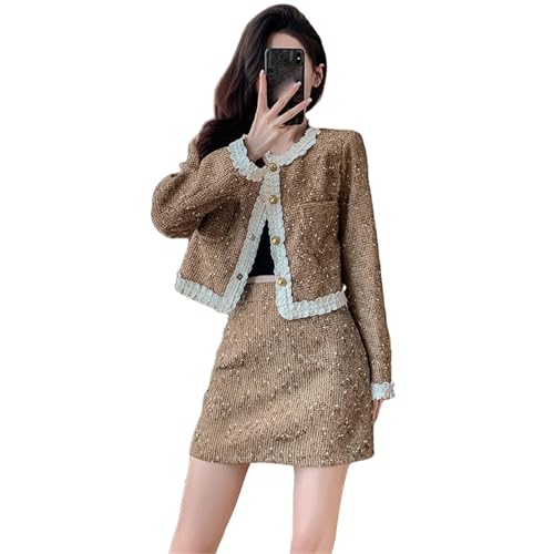Jupe à paillettes style tweed ensemble 2 pièces automne pour femme