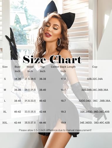 Image of Avidlove Women Lace Modal Sleepwear Sexy Lingerie Chemises V-Neck Full Slip Babydoll Nightgown Black XXL