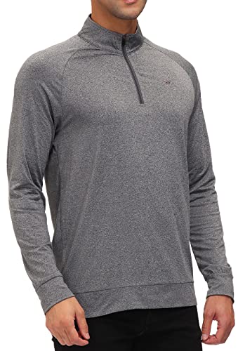 Jinshi Men Performance Long Sleeve Shirt Soft Comfy Gym Active Sweater Dark Grey L #TOP6