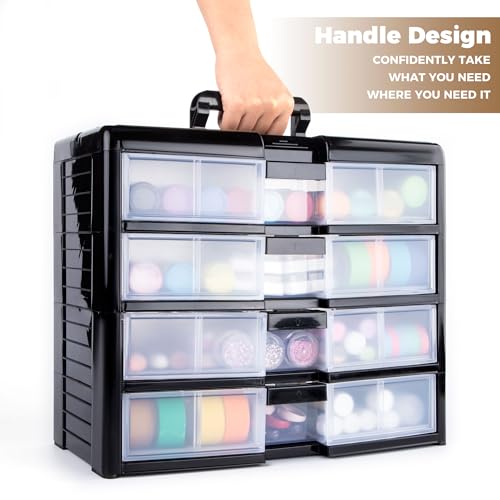 Image of Screw Organizer Small Parts Cabinet Chest, 16-Drawer Hardware Electronics Nuts Bolts Storage Drawers Organization Toolbox Garage Craft Teacher Beads Scrapbook Art Hobby (Black)