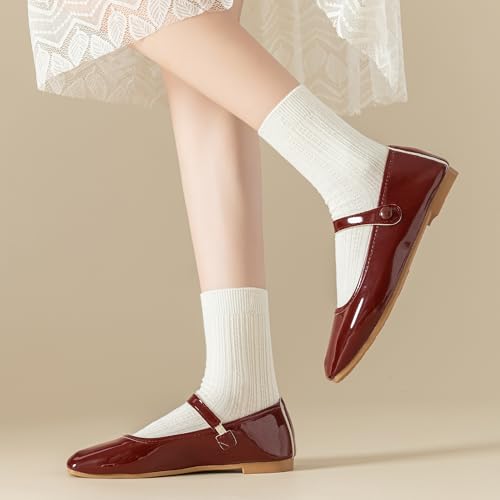 Image of Womens Cotton Crew Socks Cute Thin Soft Comfort Breathable Lightweight Dress Socks Above Ankle Crew Socks Casual for Girls 5Pack