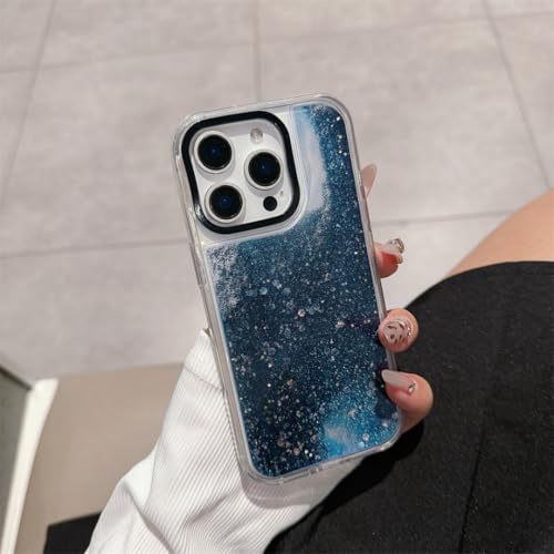 Coque Transparente à Paillettes iPhone 13 Pro Max, style bleu pour vos soirées