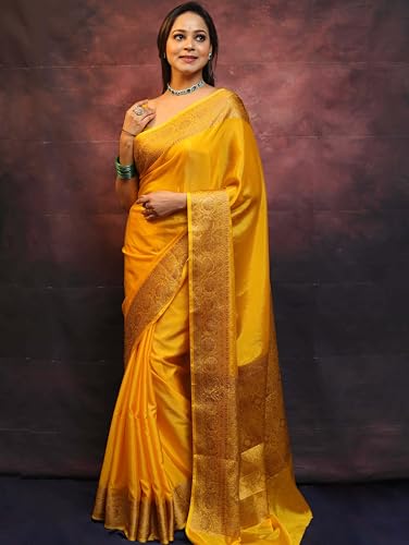 Image of Sugathari Women's Banarasi Saree Pure Kanjivaram Silk Saree Soft new ladies 2025 Design Wear Pattu Sarees Sadi Party Sari collections With Blouse Piece (San Pari-225)