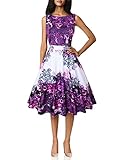 OWIN Women's Floral 1950s Vintage Swing Cocktail Party Dress Sleeveless