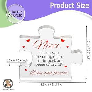 Velenti niece gifts acrylic block puzzle niece gift cute niece gifts from aunt uncle birthday christmas paperweights graduation niece gifts from auntie novelty gifts for nieces  urban country home decor
