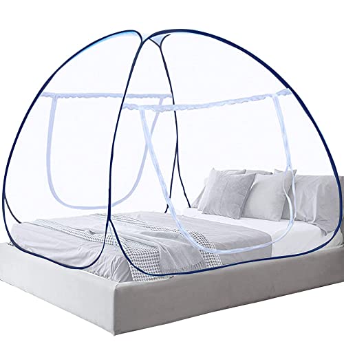 Image of Premium Mosquito Net Mosquito Net, Bed Tent Pop up Mosquito Net for Bed, Bed Canopy Baby Mosquito Nets Trip Insect Fly Screen Bedroom Mosquito Net (122cm*180cm*145cm, Navy Blue)