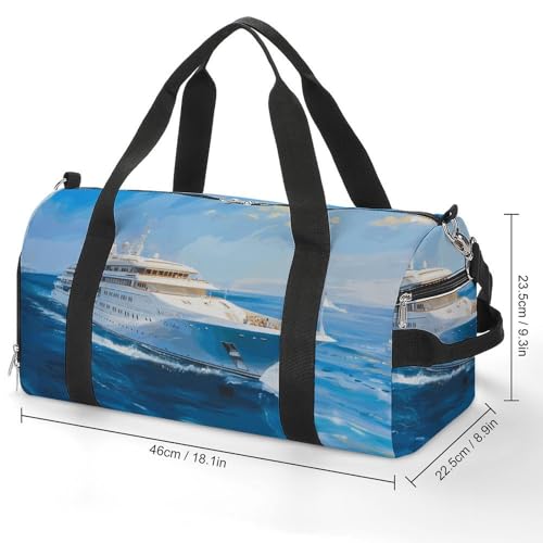 Ocean Cruise Ship Funny Gym Bag Travel Tote Bag Duffel Bag with Shoe Compartment for Weekender Sports Vacation3
