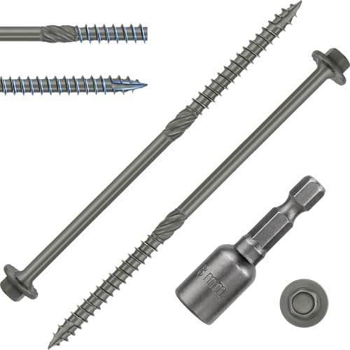 FandWay 40 Pièces Vis à Bois Hexagonales pour Panneaux D'aggloméré 6,3x125mm Vis à Bois de Charpente,Vis Autotaraudeuses Universelles Vert Pour Construction de Toiture,Terrasse Avec 1 Bits.