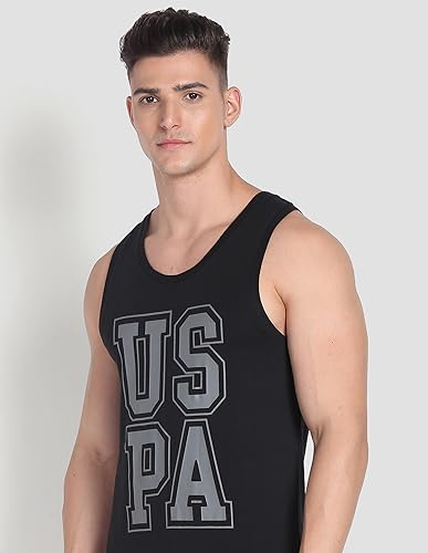 Image of U.S. Polo ASSN. Men's IYBD Brand Print Cotton Vest - Pack of 1