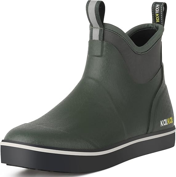 Men's Deck Boots, Waterproof Fishing Rain Boots with High Traction, Men's Rubber Boots For Gardening Fishing Boating Camping Sailing