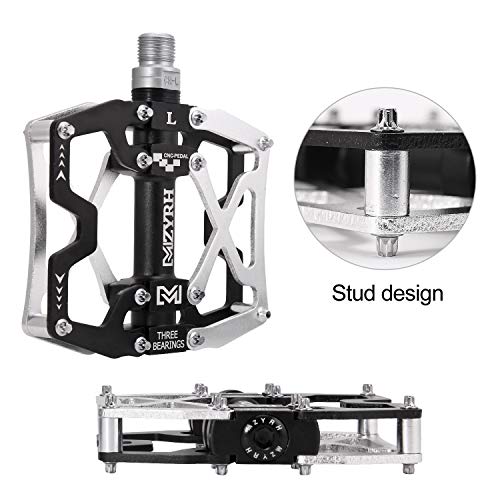 Mzyrh Mountain Bike Pedals, Ultra Strong Colorful Cnc Machined 9/16" Cycling Sealed 3 Bearing Pedals(Silvery 3 Bearings) #TOP7
