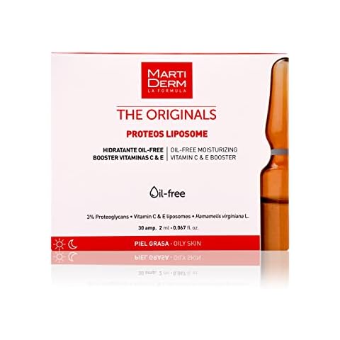 MartiDerm Proteos Liposome Ampoule for Women and Men with Proteoglycans, Vitamin E and C, for Oily Skin Deep Moisturizer and Firming, 30 Ampoules. Cover
