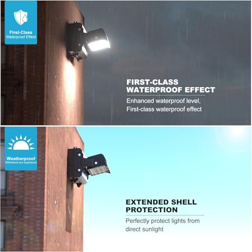 Image of Lightdot 150W LED Wall Pack Lights, 360 Adjustable Panel with Dusk to Dawn Photocell, 22500Lm 5000K Daylight, IP65 Waterproof & Advanced Heat Dissipation Outdoor Security Lighting(Height:10~20ft)