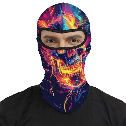 Cool Lightning Skull Ski Mask para hombres y mujeres, pasamontañas abstracto con protección para cuello para deportes al aire libre miniatura 2