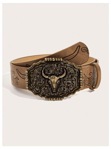 GORGLITTER Women's 2 Piece Cowboy Belts Vintage Country Belt Leather Jean Belet2