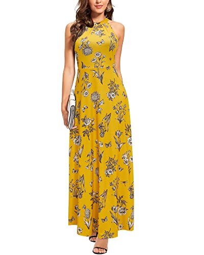 Image of STYLEWORD Women's Summer Floral Halter Maxi Dress Vacation Semi Formal 2026