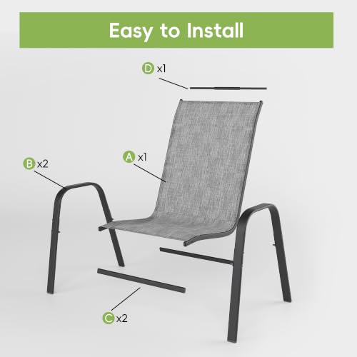 Image of Patio Chairs Set of 4, Stackable Outdoor Dining Chairs for All Weather, Metal Modern Outside Furniture Chair for Pool Side, Garden, Backyard Deck, Light Grey