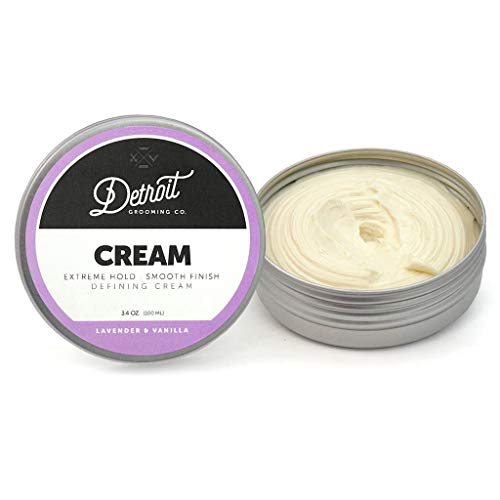 Detroit Grooming Co. Cream - Defining Hair Cream - Lavender Vanilla Scent - Extreme Hold Hair Cream for Men with Smooth Finish (3.4oz) Replace Gel, Wax, Clay, or Pomade for Best Shaping and Styling