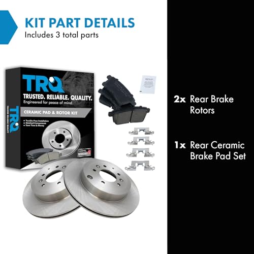 Image of TRQ Rear Brake Pad and Rotor Set Ceramic Vented Rotors | For 2007-2015 Mazda CX-9