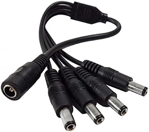Evertech 1 Female to 4 Male 5.5mm x 2.1mm Output Power Splitter Cable for CCTV Security Camera