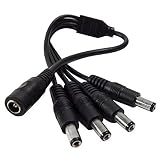 Evertech 1 Female to 4 Male 5.5mm x 2.1mm Output Power Splitter Cable for CCTV Security Camera