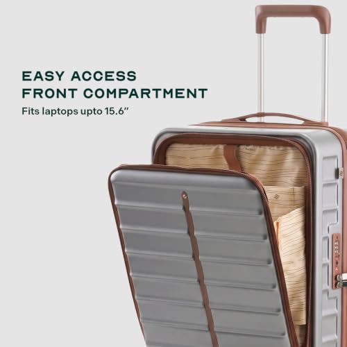 Image of Assembly Odyssey Pro 20 Inch (55cm) Cabin Trolley Bag Lightweight Hard Shell Polycarbonate Suitcase with Laptop Compartment TSA Lock 8 Spinner Wheels, Grey
