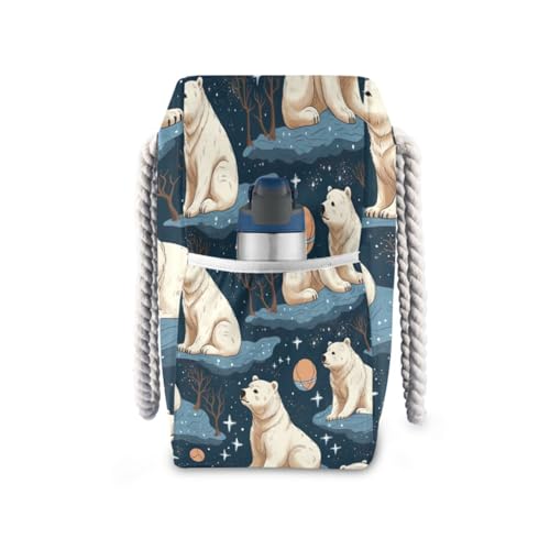 ATTX Cute Polar Bear Beach Bags for Women - Large Beach Bags with Zipper Waterproof Sandproof Swim Pool Bag Large Tote#733