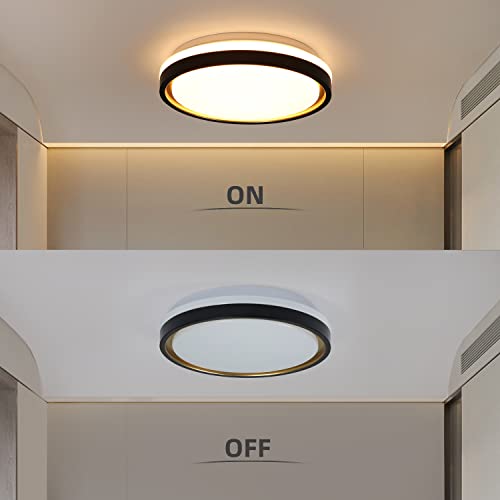 Hurrah Led Ceiling Light Fixture With Remote Control - 17W Flush Mount Dimmable Ceiling Lamp Black Round 2700K-6500K 11.8In Close To Ceiling Lighting For Bedroom Living Room Hallway Kitchen #TOP7