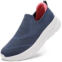 STQ Slip on Trainers Women Orthopedic Walking Shoes Arch Support Sneakers Lightweight Comfortable Mesh Memory Foam Tennis Plantar Fascitis Nursing Bering Sea 6 UK/8 US