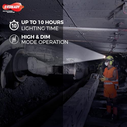 Image of Eveready Headlamp DL89, Rechargeable 1W LED Emergency Head Light Torch, 90 Tilt, Easy to Mount (Can Be Worn Without A Helmet), Type-B Fast Charging, Overcharge & Deep Discharge Protection, Pack of 6