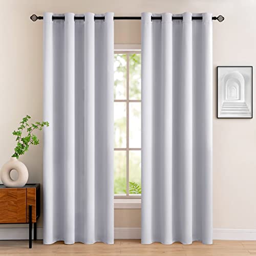 MIULEE Tende Oscuranti per Interni 2 Pezzi, Tenda Grigio Bianco Moderna per Soggiorno, Tenda Oscurante Finestra Camera da Letto Salotto, Tende Termiche Isolanti per Interni con Anelli, 2x 140x245 CM