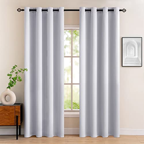 MIULEE 2 Panneaux Rideaux Occultants à Oeillets Fenêtre Isolant Thermiques Solid Lourd Bloqué Lumière Decoration pour Enfant Chambre Salon Toilettes Bureau 140x260cm（LxH Blanc Gris