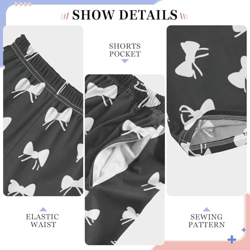 White Coquette Bows Pajama Pants Soft Lounge Sleepwear PJ Bottoms with Elastic Waist Ages 6–14 Years4