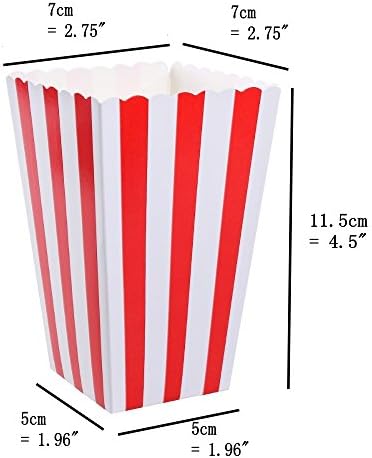 JZK 48 Stripe multicolore small paper popcorn treat boxes cups buckets kids birthday party favours gift box sweets food snacks holders container, pink blue red green