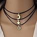 Yean Star Moon Sun Pendentif Ras de cou Collier superposé Bijoux en or pour femmes et filles