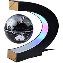Magnetic Levitation,Petforu High Rotation C Shape Magnetic Suspension Maglev Levitation Globe with LED Lights for Learning Education Teaching Demo Home Office Desk DecorationUS Plug - Black
