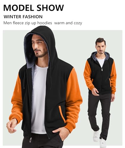 Image of GEEK LIGHTING Men's Fleece-Lined Zip Up Hoodie, Thick Hooded Jacket Winter Warm Athletic Sweatshirt