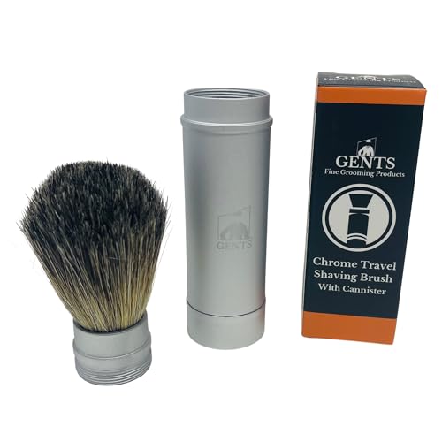 G.B.S 5.5in Silver Metal Canister Portable Badger Hair Shaving Brush for Men