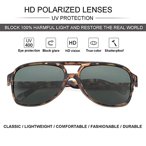 Image of Polarized Classic Vintage Aviator Sunglasses for Men Women Large Frame Retro 70s Sunglasses