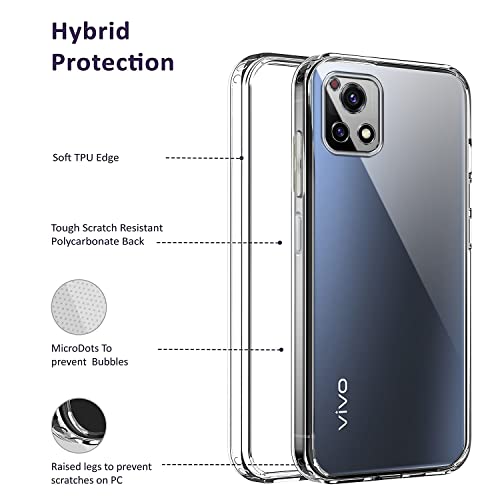 Image of Jkobi Back Cover Case for Vivo Y72 5G | Y31s 5G (Silicone Crystal Clear | Pure Camera Protection | Dust Plug for Charger and Headphone sockets | Shockproof Bumpers | Transparent)