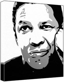 Denzel Washington (100% Original Painting. Not A Print!) Acrylic Paint On Deep Framed Canvas (60 x 50 x 1.8 cm) 3-Colour Black/Grey/White