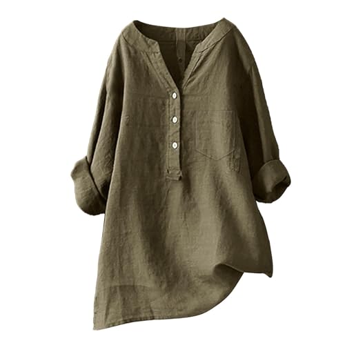 Linen Shirt for Women Breathable Tops Loose Crewneck Tops Womens Daily t Shirts Summer Shirts for Women 2025
